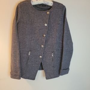 Zara Wool Blend Asymmetrical Sweater Jacket Gray M